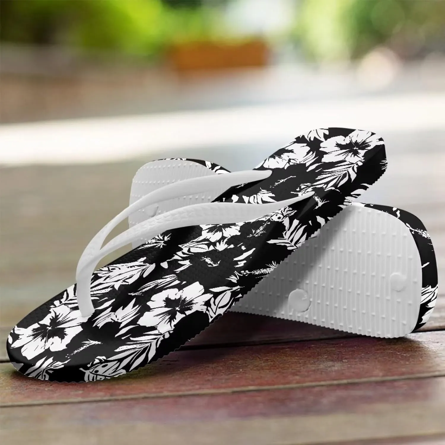 Tropical Flower Print Sandals Women Butterfly Summer Lightweight Flip Flops Shock-Absorbing for Walking All-Day Comfort