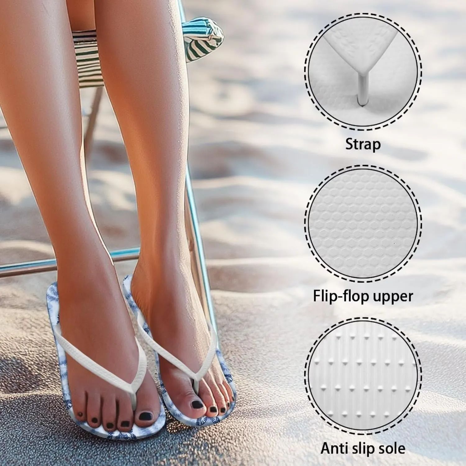Tropical Flower Print Sandals Women Butterfly Summer Lightweight Flip Flops Shock-Absorbing for Walking All-Day Comfort