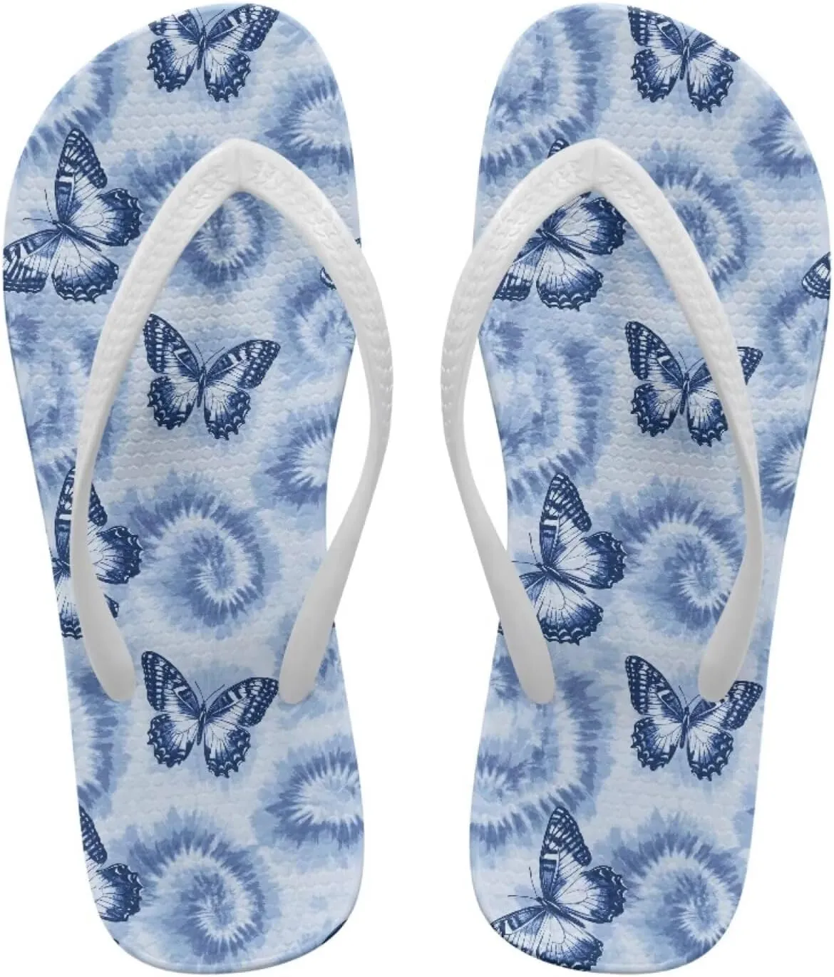 Tropical Flower Print Sandals Women Butterfly Summer Lightweight Flip Flops Shock-Absorbing for Walking All-Day Comfort