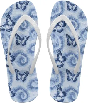 Tropical Flower Print Sandals Women Butterfly Summer Lightweight Flip Flops Shock-Absorbing for Walking All-Day Comfort