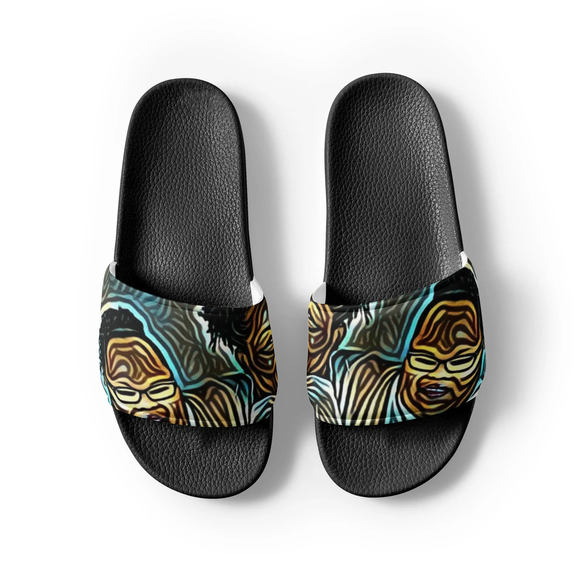 Turquois And Black Graphic Men’s slides