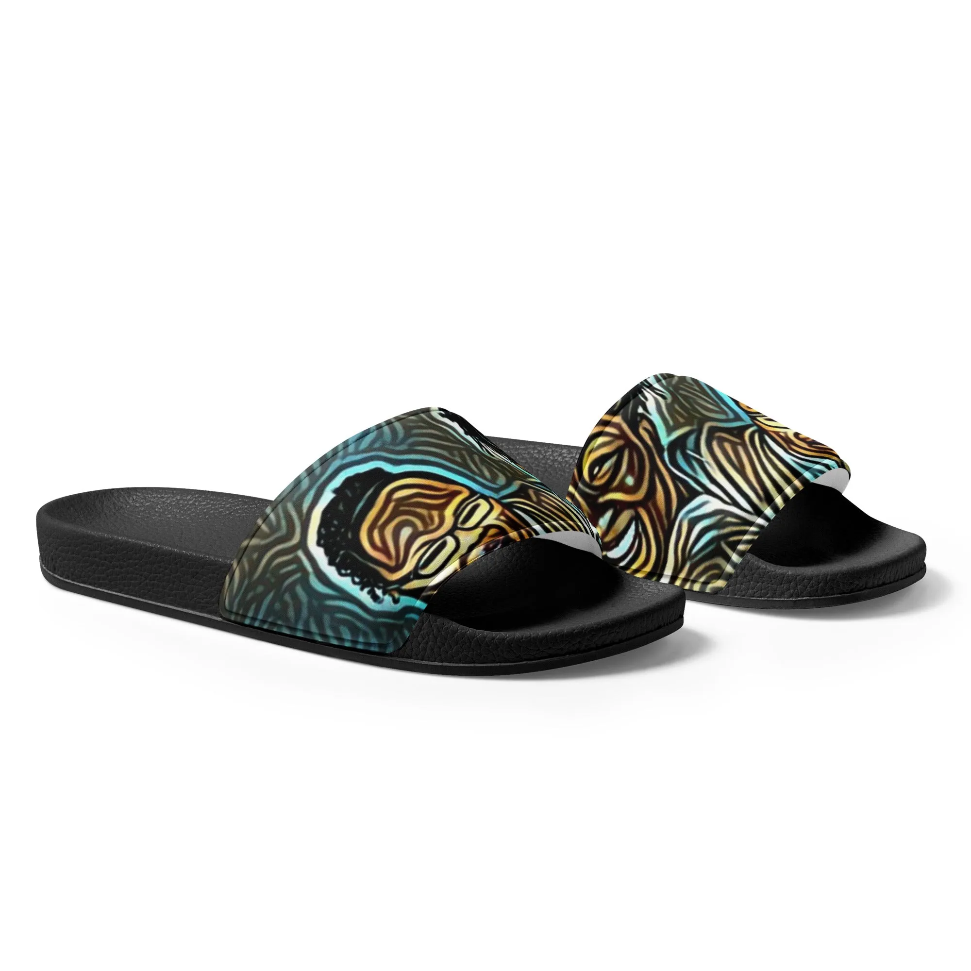 Turquois And Black Graphic Men’s slides