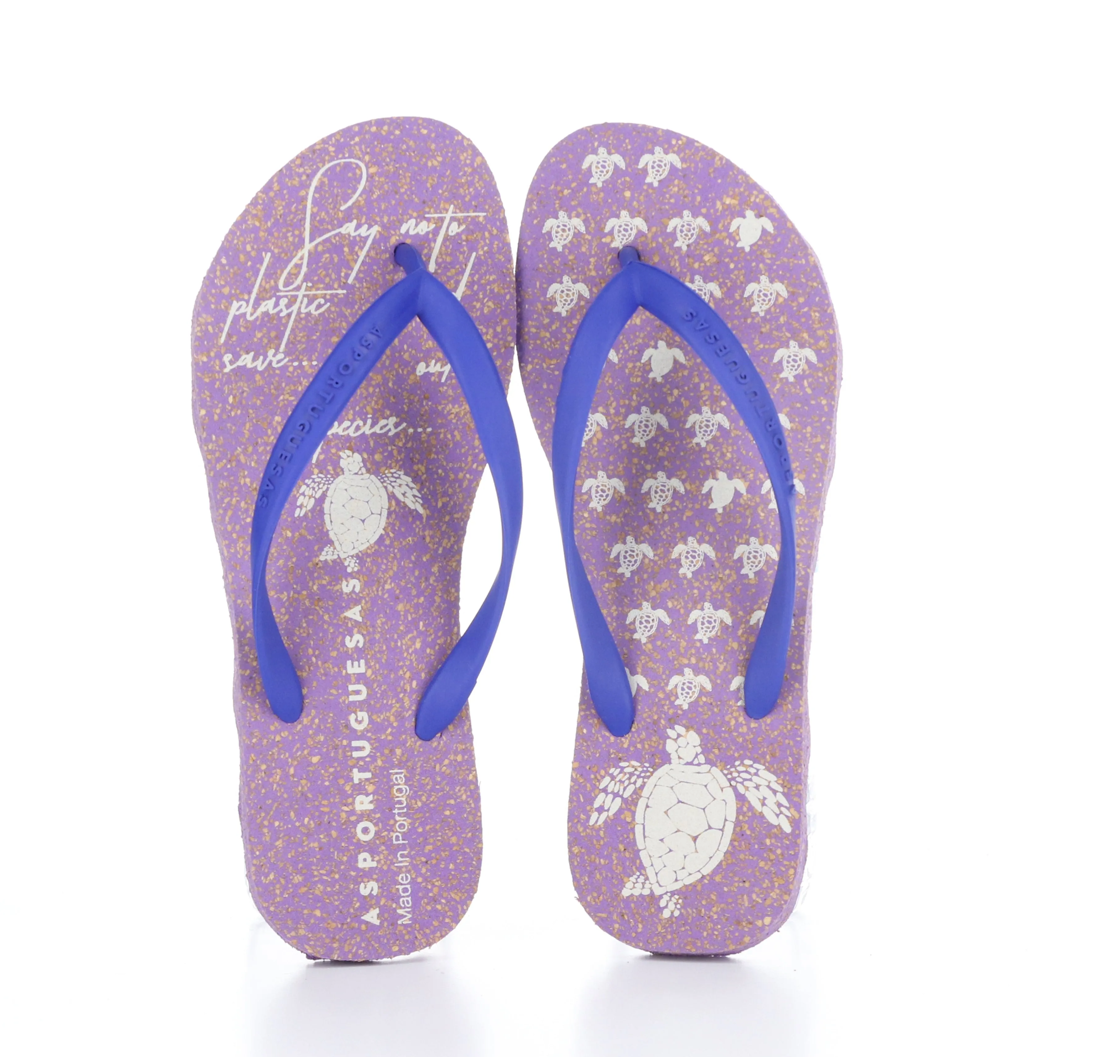 TURTLE_L Blue Rubber Strap Beach Flip-Flops