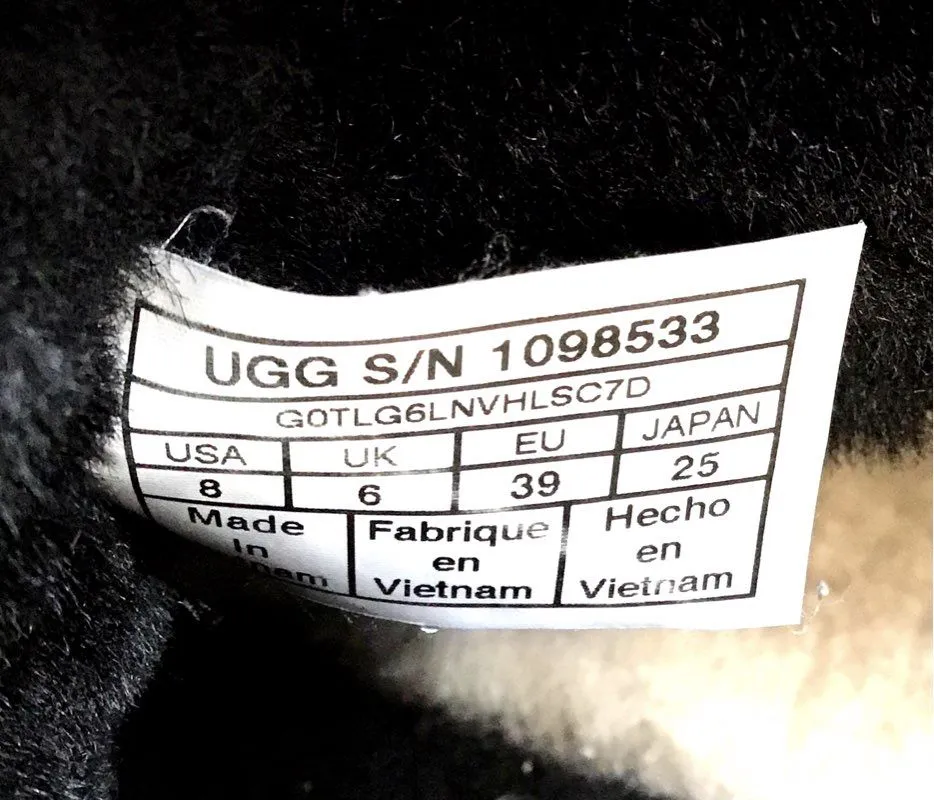 UGG Women's Classic Mini Fluff 1098533 Black Quilted Snow Boots - Size 8