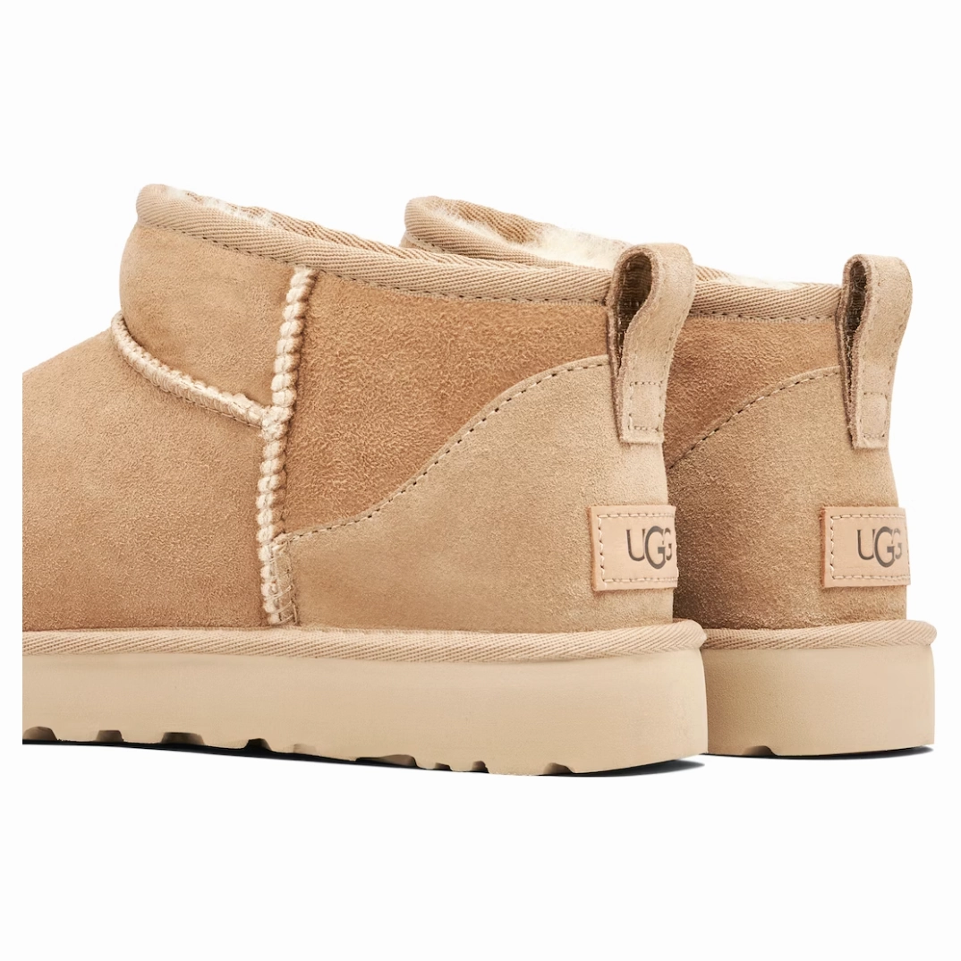 Fringe Step Lined interior UGG Classic Ultra Mini Boot Sand (Women's)