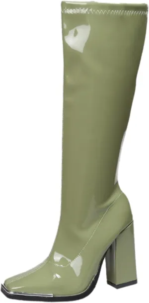 UOQAPRE Women's Low Heel Platform Boot Wide Calf Over The Knee Block Heel Zipper Boot Chunky Booties for Women