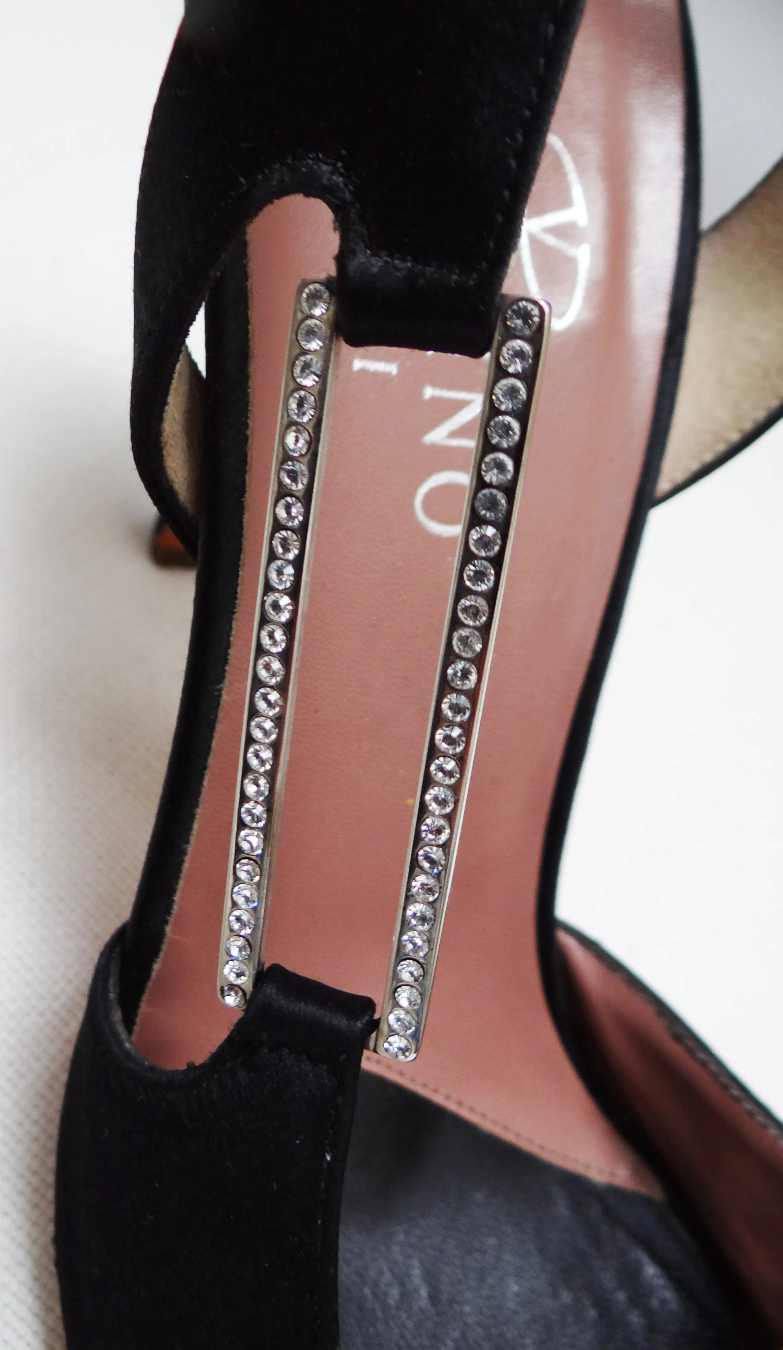 Valentino Stiletto Evening Shoes in Black Satin with Diamante Buckle, EU40