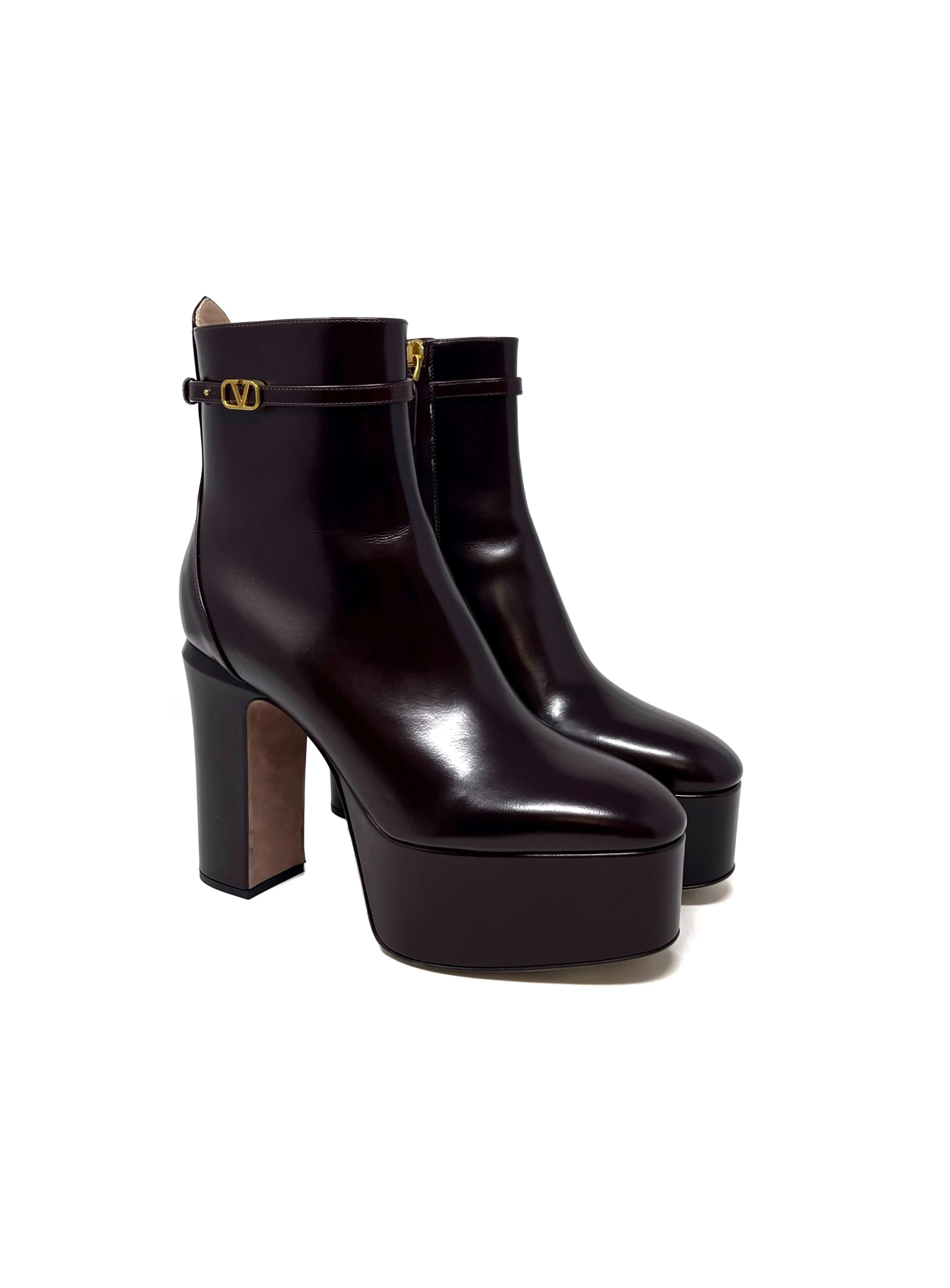 Valentino W Shoe Size 38.5 VLogo Signature Leather Platform Boots