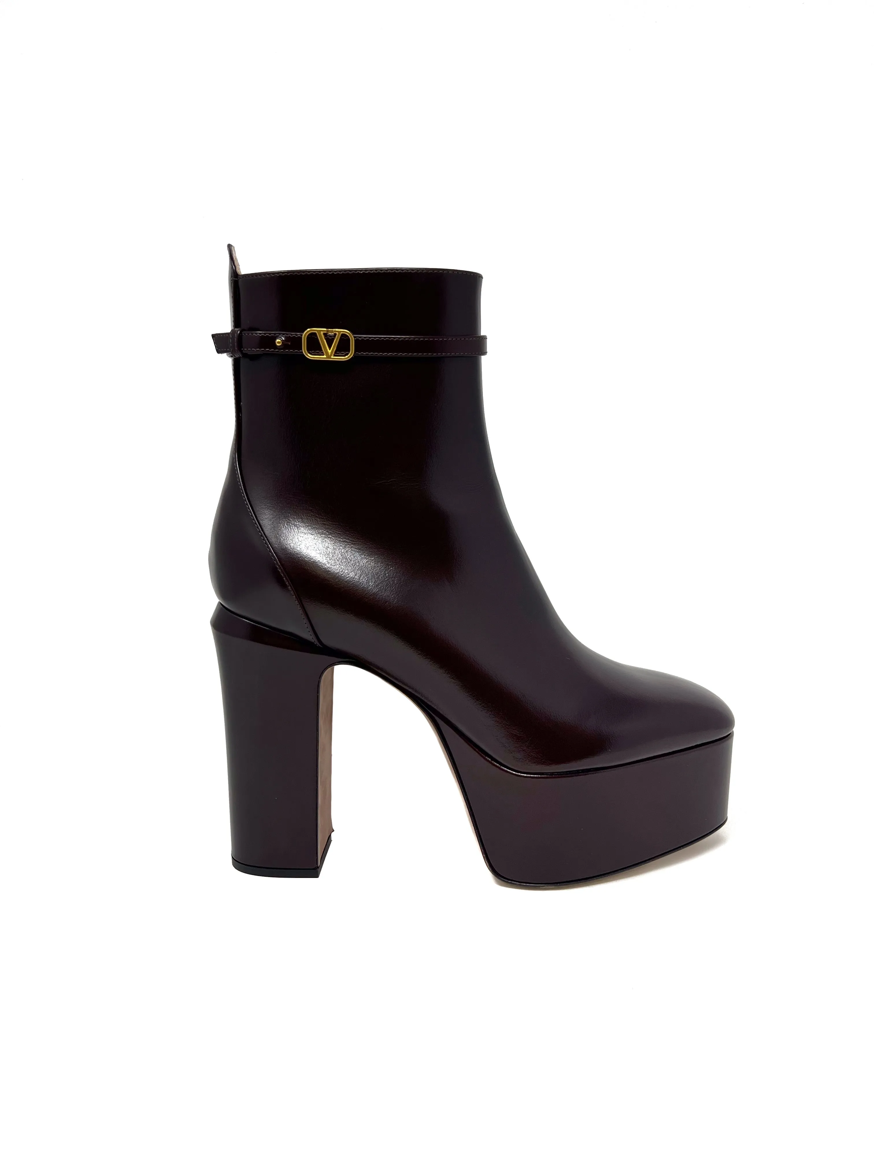 Valentino W Shoe Size 38.5 VLogo Signature Leather Platform Boots