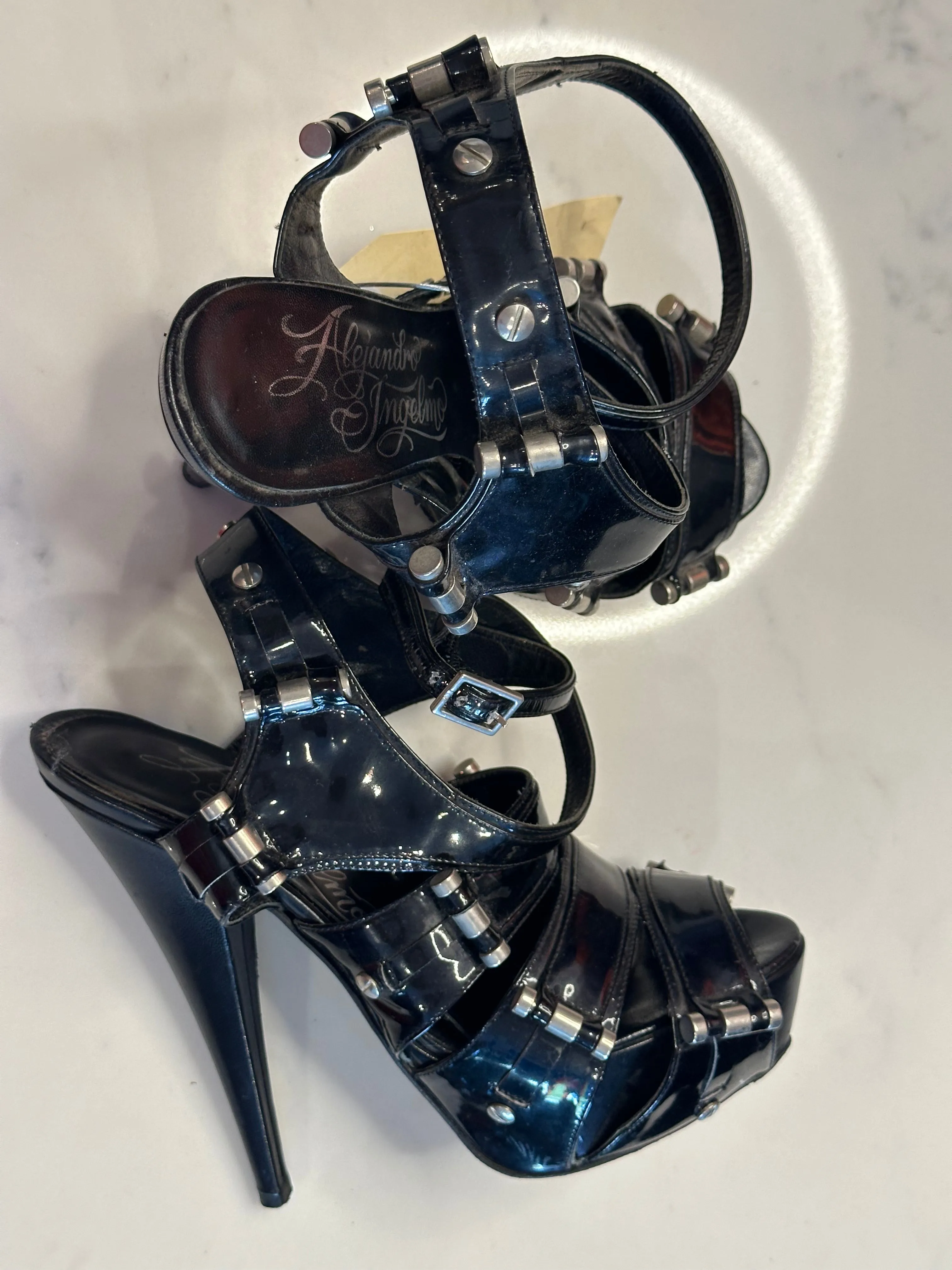 Vintage Black Patent Platform Heels