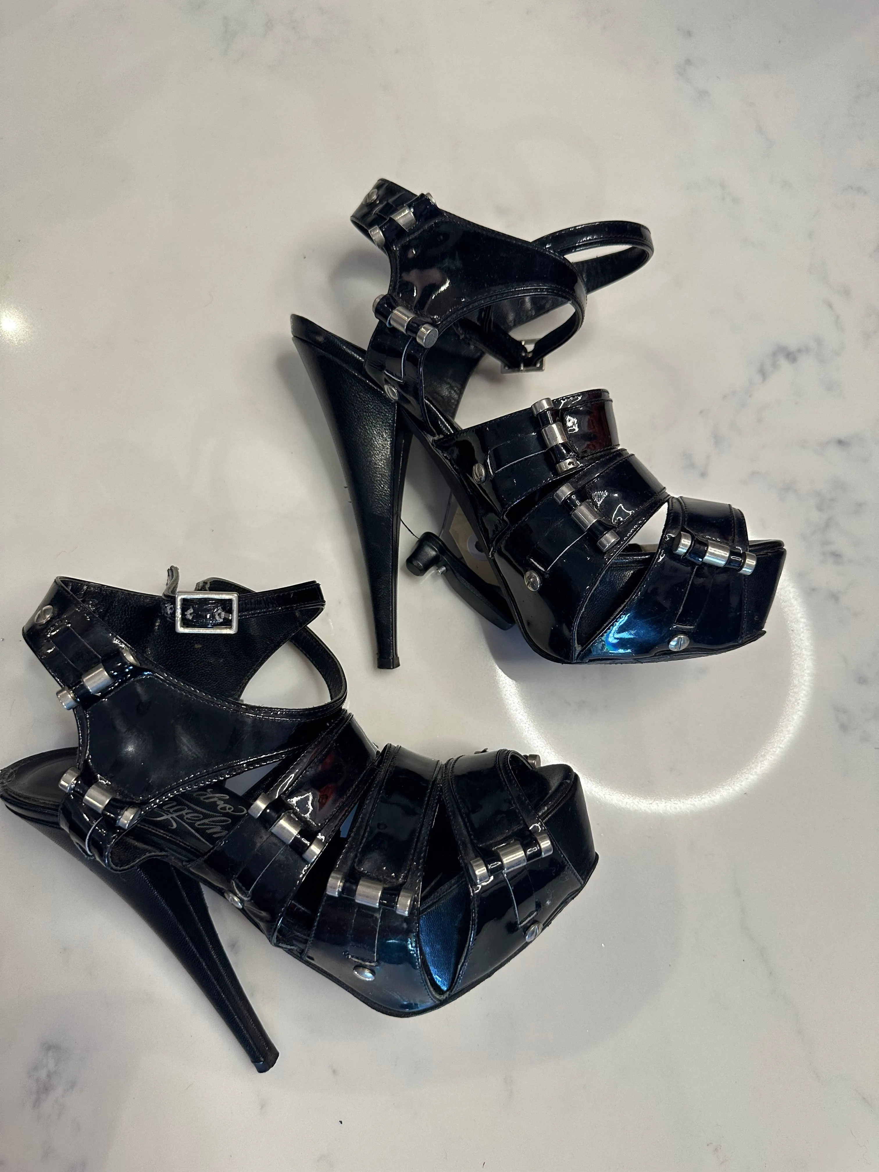 Vintage Black Patent Platform Heels