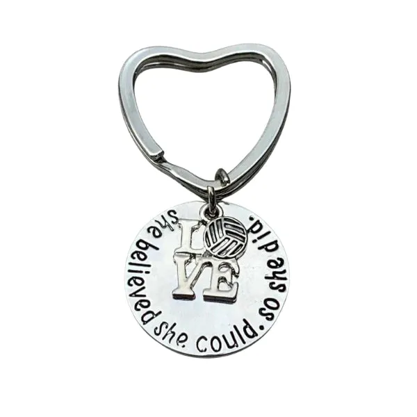 Volleyball She Believed She Could So She Did  Heart Keychain
