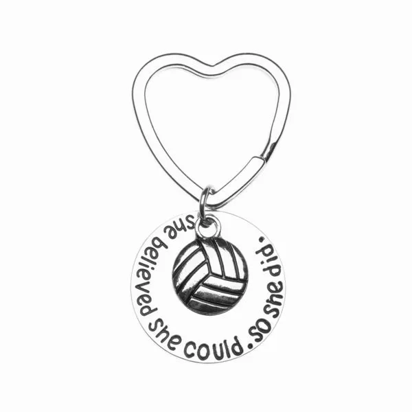 Volleyball She Believed She Could So She Did  Heart Keychain