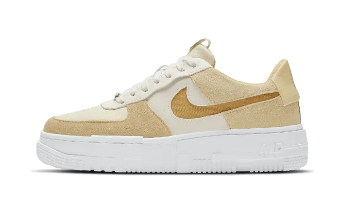 Air Force 1 Low Pixel Sail Tan Cushioned Sole gusseted tongue running shoes