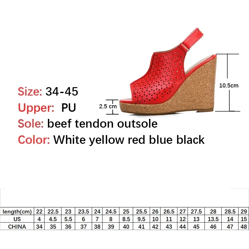 Wedge Platform Peep Toe High Heels Shoe Large Size 45