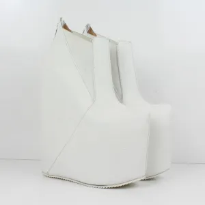 White High Heel Wedge Booties