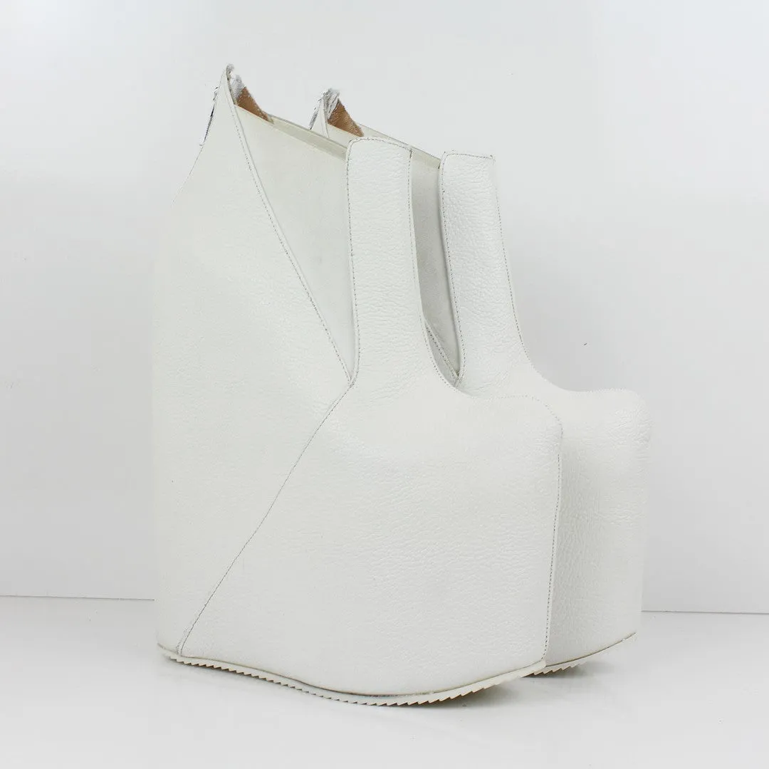 White High Heel Wedge Booties