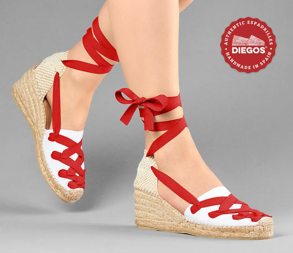 White Lola high wedge Pamplona espadrilles