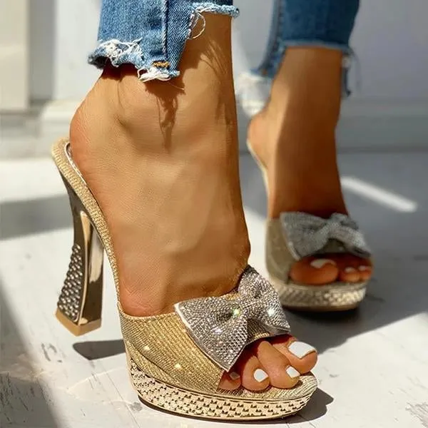 women fashion paillette rhinestone slip on sandals