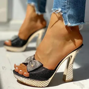 women fashion paillette rhinestone slip on sandals