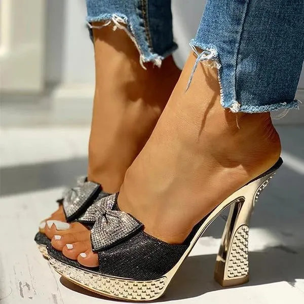 women fashion paillette rhinestone slip on sandals