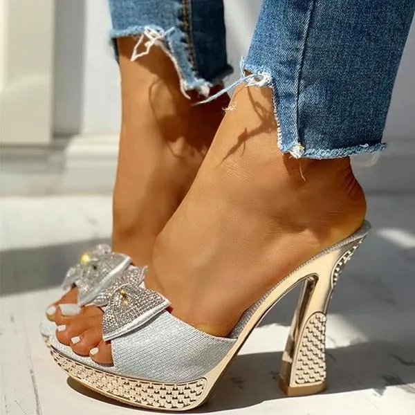 women fashion paillette rhinestone slip on sandals