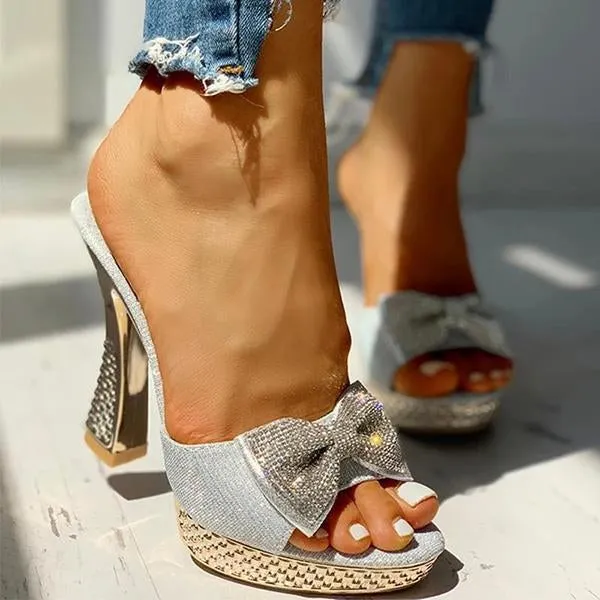 women fashion paillette rhinestone slip on sandals