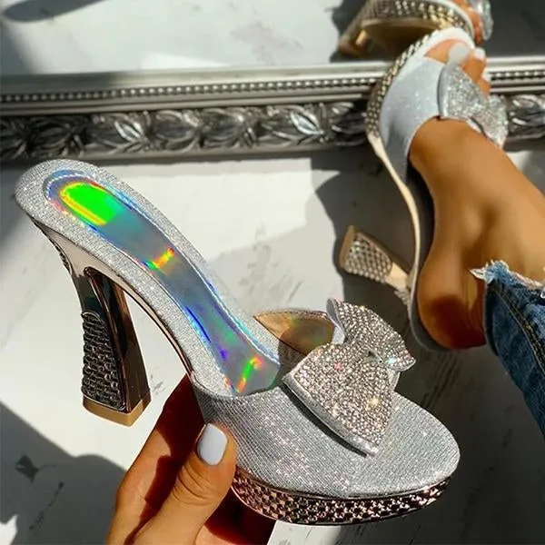 women fashion paillette rhinestone slip on sandals