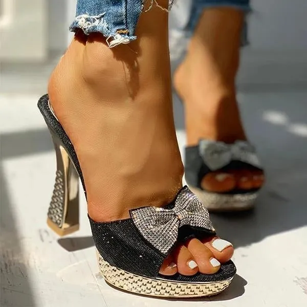 women fashion paillette rhinestone slip on sandals