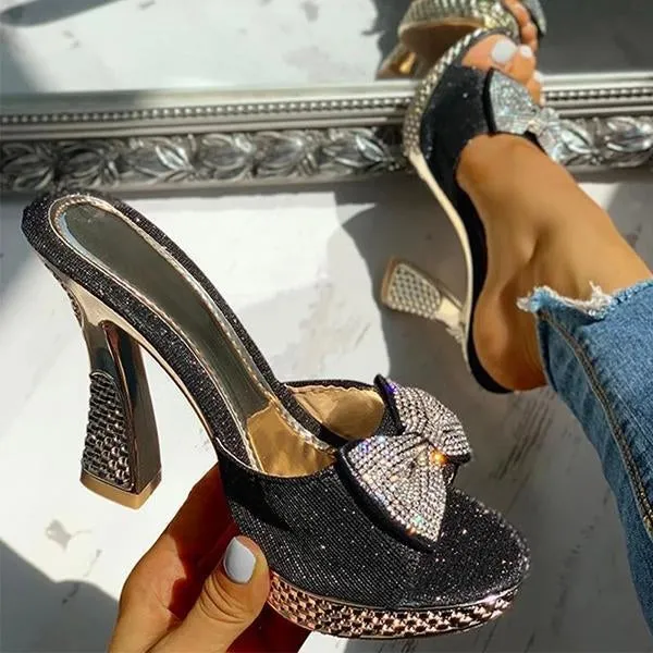 women fashion paillette rhinestone slip on sandals
