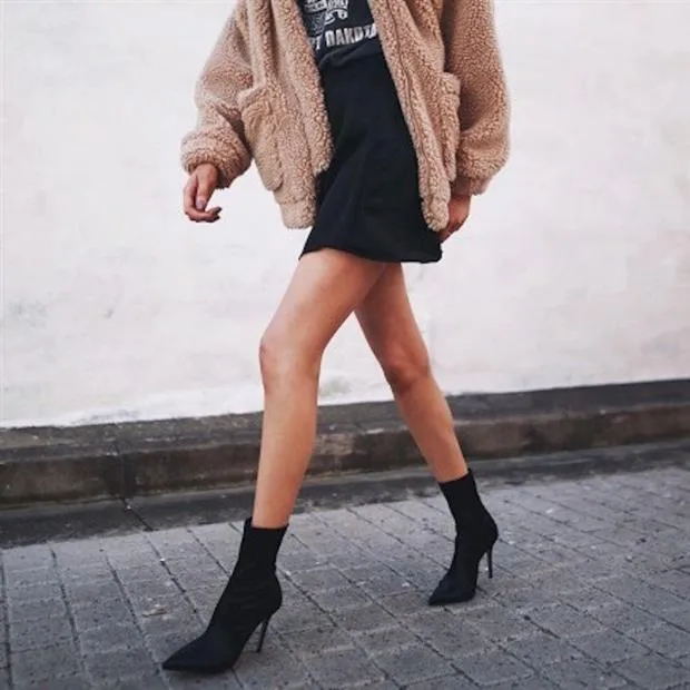 Women Solid Color Pointed Toe Stiletto High Heel Elastic Sock Booties
