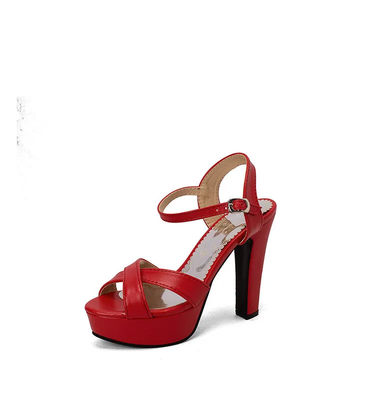 Women's Ankle Strap Chunky Heel Platform Sandals