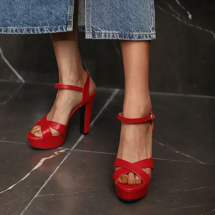 Women's Ankle Strap Chunky Heel Platform Sandals