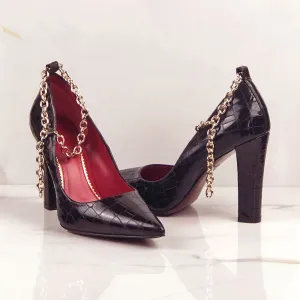 Women's Florence Pointed Toe Leather Heels Wide Plus Size  4775