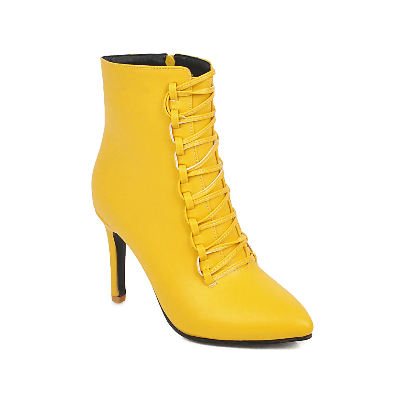 Women’s High Heel Stiletto Ankle Boots with Side Zipper