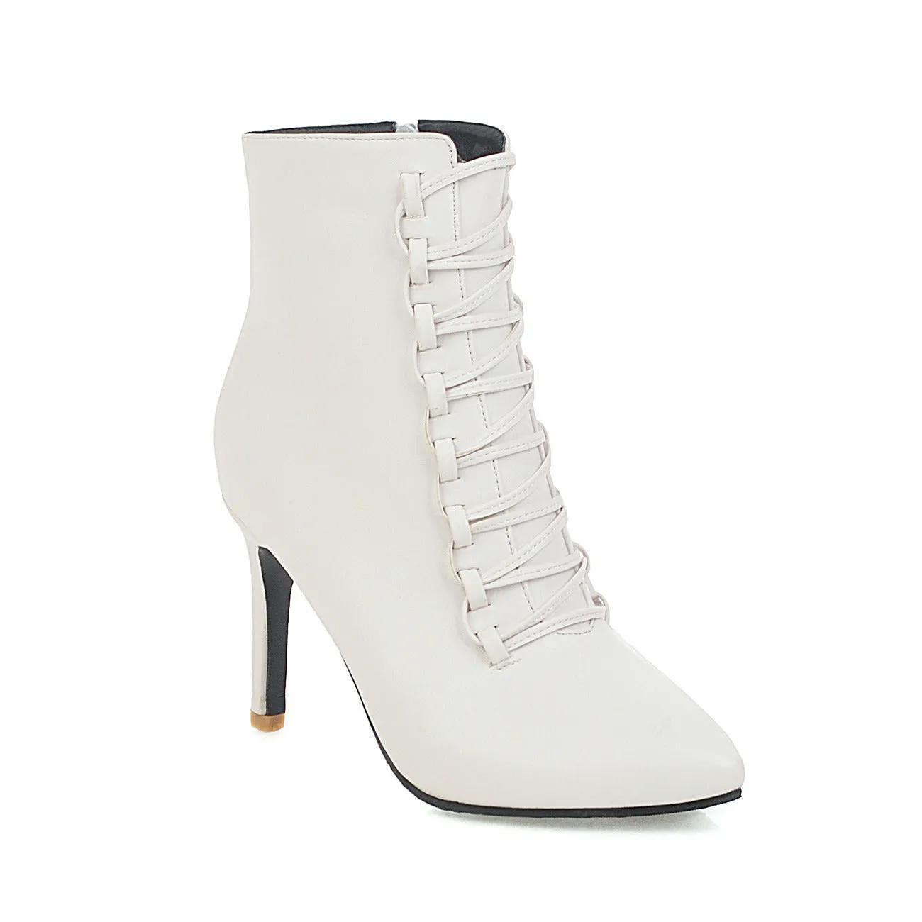 Women’s High Heel Stiletto Ankle Boots with Side Zipper