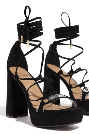 Women's Lace Up Platform Chunky High Heels Sandals (Stunning-01 S By Bamboo)