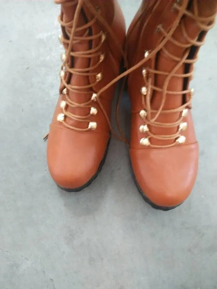 Women's lace up thigh high boots skinny over the knee boots
