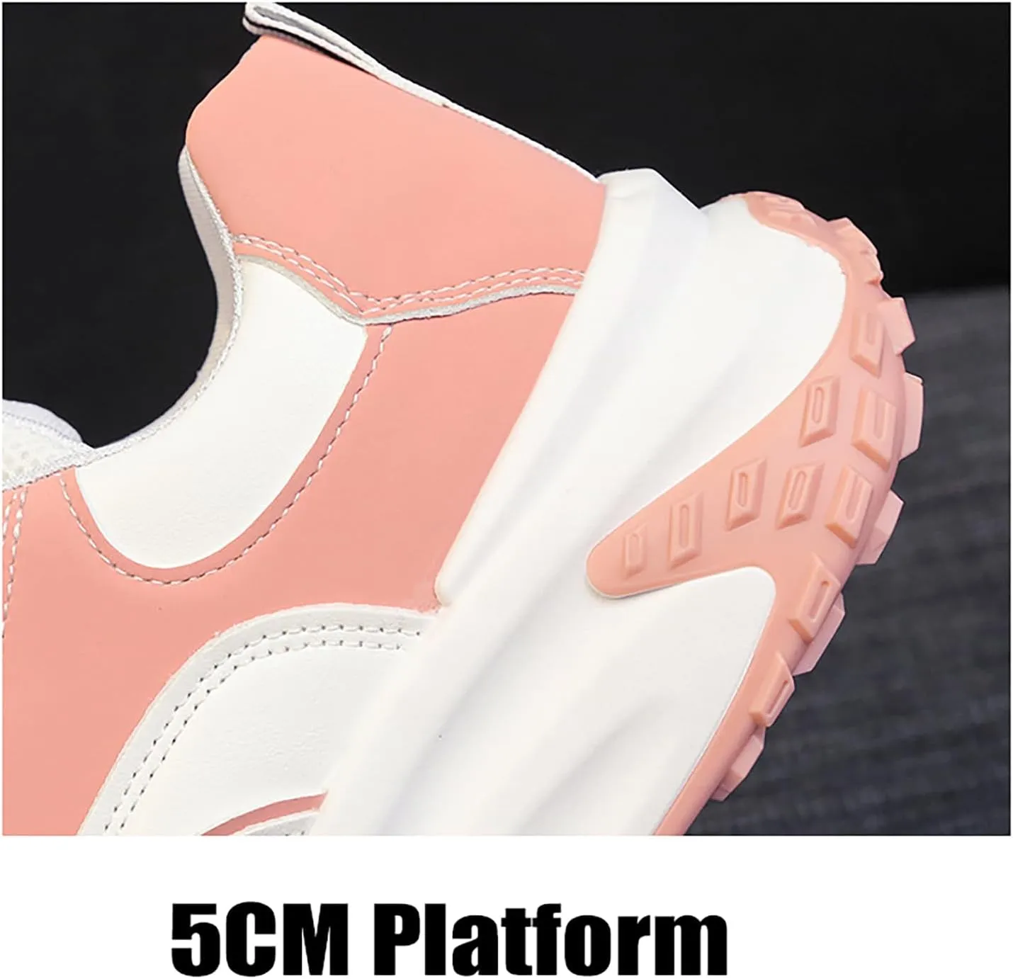 Women's Leather Soft Casual Sneakers,Comfortable Lace-Up Platform Height Increase Walking Shoes,Non Slip Shock Absorbing Fashion Running Sneakers