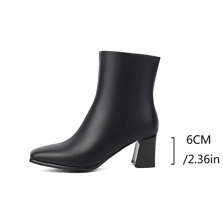 Women's Leopard-print Square Toe Block Heel Short Boots