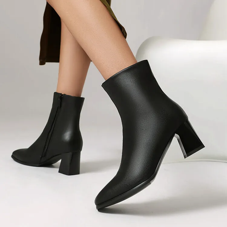 Women's Leopard-print Square Toe Block Heel Short Boots