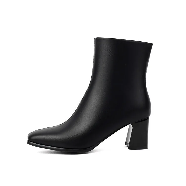 Women's Leopard-print Square Toe Block Heel Short Boots