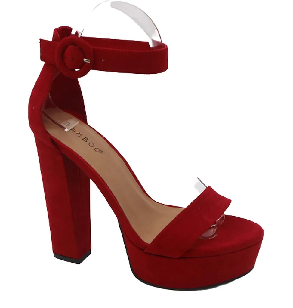 Women's Open Toe Ankle Strap Chunky Platform Dress Heel Sandal Electrify-05 By Bamboo