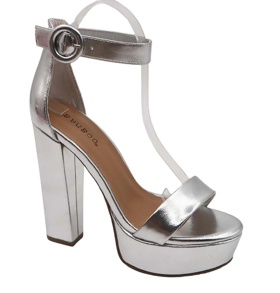 Women's Open Toe Ankle Strap Chunky Platform Dress Heel Sandal Electrify-05 By Bamboo