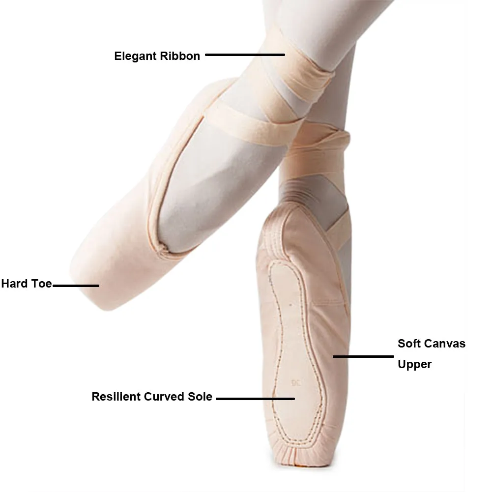 Women's Professional Full Sole Ballet Dance Pointe Shoes
