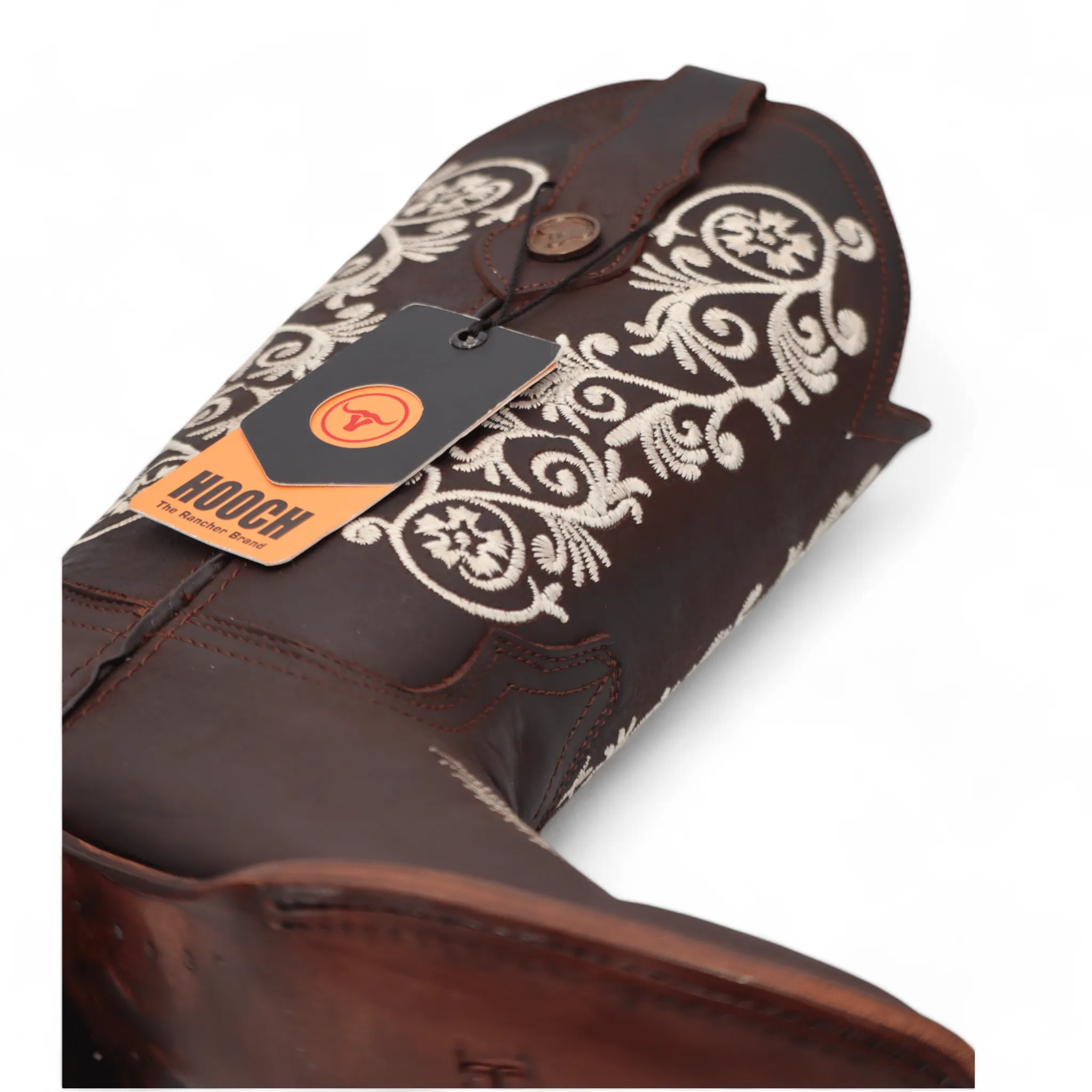 Women's Square Toe Leather Boots Chocolate H22M2694