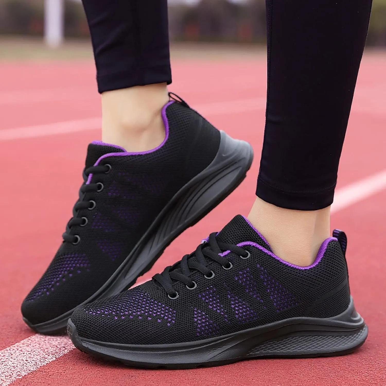 Womens Walking Running Shoes Lightweight Non Slip Tennis Fashion Sneakers Colorblock Platform Lace-Up Breathable Casual Shoes