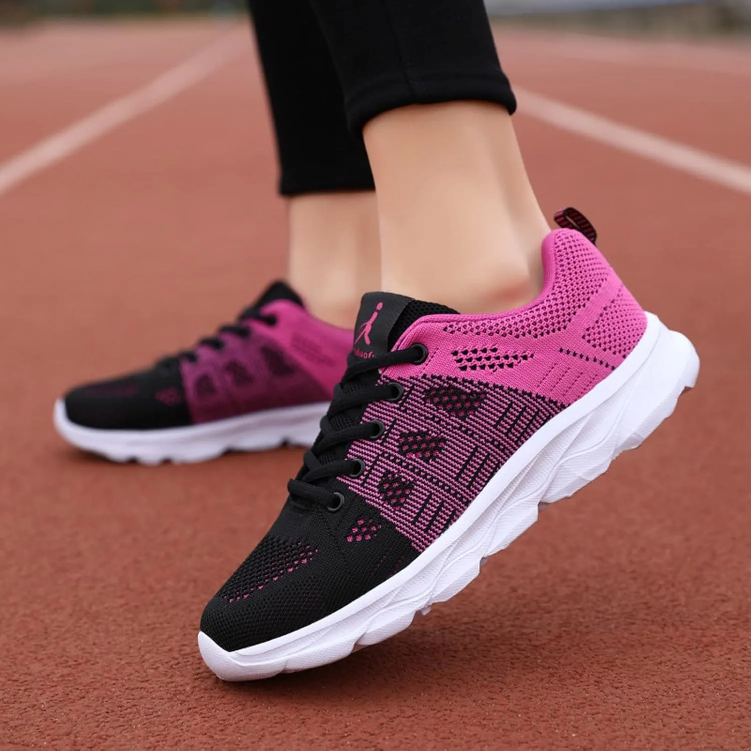 Womens Walking Running Shoes Lightweight Non Slip Tennis Fashion Sneakers Colorblock Platform Lace-Up Breathable Casual Shoes