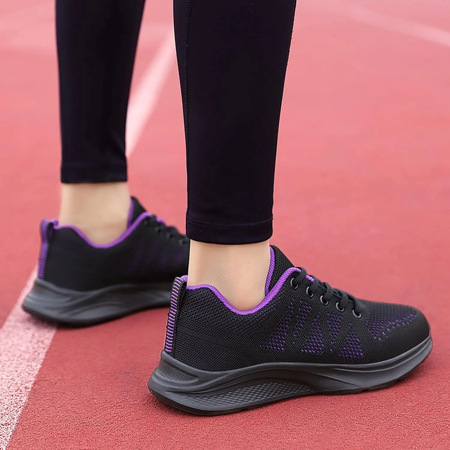 Womens Walking Running Shoes Lightweight Non Slip Tennis Fashion Sneakers Colorblock Platform Lace-Up Breathable Casual Shoes