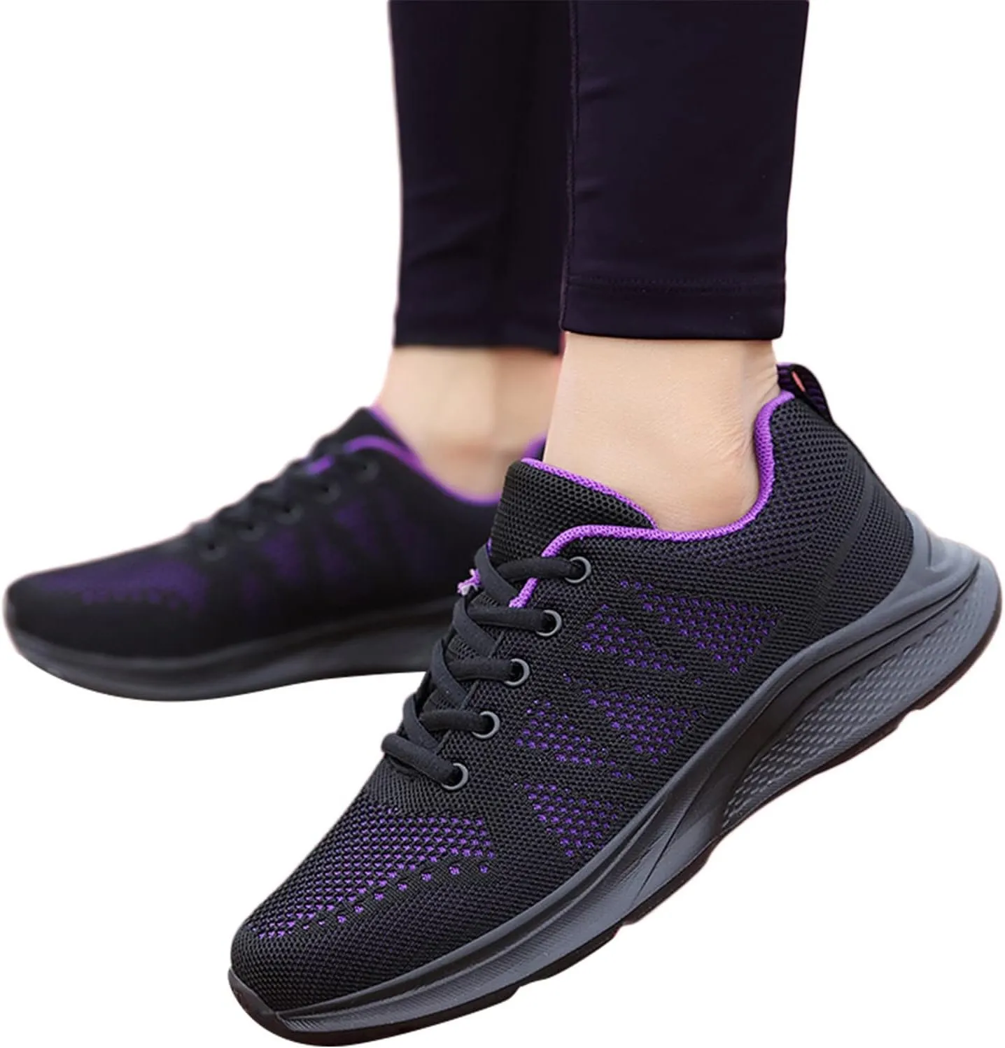 Womens Walking Running Shoes Lightweight Non Slip Tennis Fashion Sneakers Colorblock Platform Lace-Up Breathable Casual Shoes